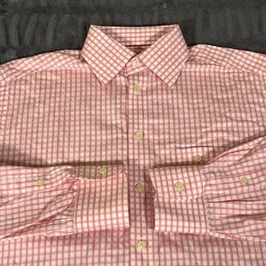 Eton Ganghester 1928 Pink White Gingham Check Button Down Shirt Mens 15.5 39